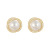 Diamond-Embedded Double-Ring Stud Earrings with Real Gold Electroplating Network Red Elegant Necklace Earings Set