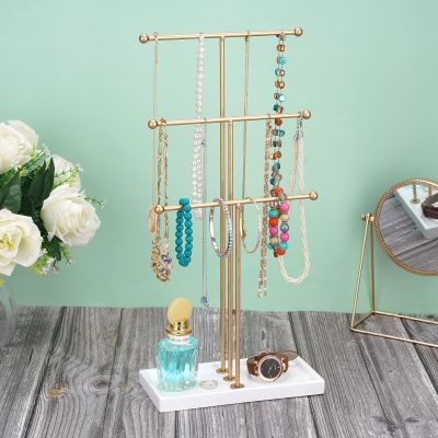 Nordic Style Gold Jewelry Display Stand 3-Layer Mast Bracelet Item Bracelet Ring Earrings Comprehensive Ornament Storage Hook