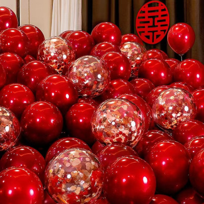 Room Decoration Balloon Pomegranate Red Wedding Room Layout Sequin Ball Decorations Arrangement Living Room Latex Ball
