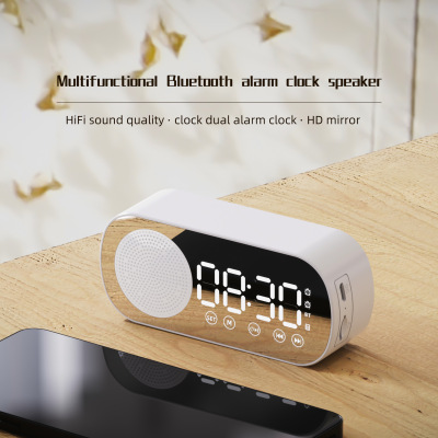 Cross-Border New Arrival Clock Wireless Bluetooth Card Reader Speaker Home Alarm Clock Outdoor Portable Mini Audio Radio