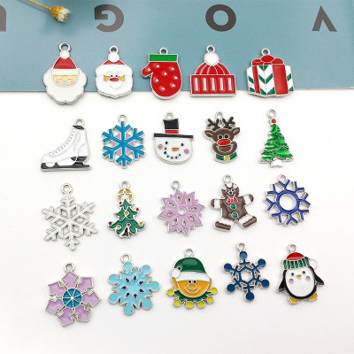 1 White K Drop Oil Alloy Decorations Accessories Santa Claus Christmas Tree Creative DIY Earrings Pendant Small Pendant