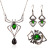 Halloween Jewelry Exaggerated Personalized Three-Piece Spider Necklace Earring Ring Retro Emerald Accessories Set