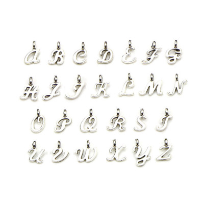 Factory Wholesale 26 English Letters Accessories Alloy Small Pendant 26 Matching Tibetan Silver Accessories Bracelet Ornaments