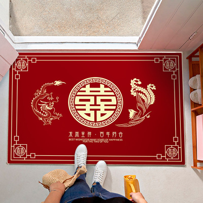 Chinese Style Happy Marriage Carpet Bedroom Floor Mat Wedding Room Red Carpet Living Room Entrance Mat Door Mat