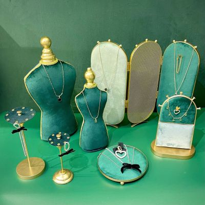 Necklace Display Stand Green Flannel Half Chest Ornament Model Jewelry Rack Jewelry Shooting Props