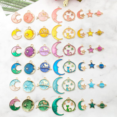 DIY Korean Jewelry Accessories Dripping Alloy Small Pendant Bracelet Pendant Shining Moon XINGX Earth Instrument