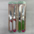 2Pc Fruit Knife Set Stainless Steel Color Handle Tooth Mouth Kitchen Knife Gadget Blister Packaging Mixed Color