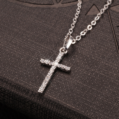 Europe And America Cross Border Religious Ornament Cross Inlaid Zircon Necklace Amazon Hot Selling Hip Hop Necklace For Men And Women