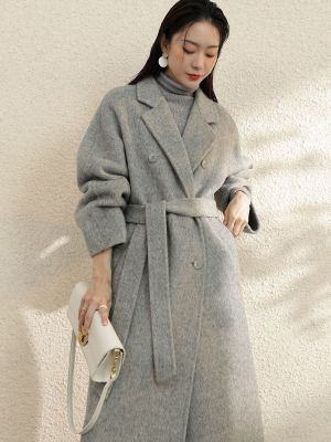 Reversible Cashmere Coat Women's New Autumn and Winter Thickening Long Wool Mid-Length High-End Slim Fit Woolen Coat