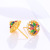 Gemstone Flower Stud Earrings European and American Fashion Retro Imitation Colored Gems Earrings Metal Alloy Earrings