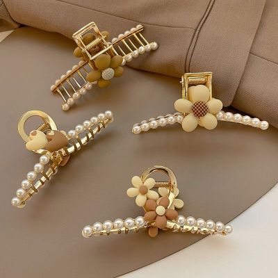 Back Head Flower Big Hair Claws Love Heart Large Shark Clip Five Petal Flower Alloy Barrettes Head Accessories Wholesale