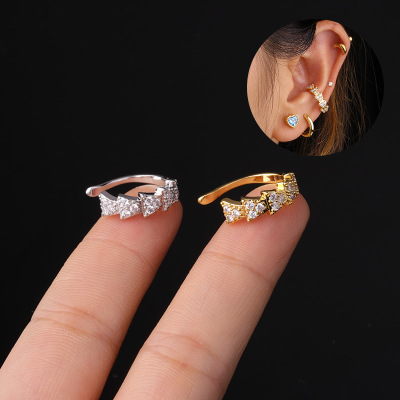 Shape Metal Texture Ear Clip Non-Pierced Fake Piercing Ear Clip European and American Foreign Trade Earrings Single