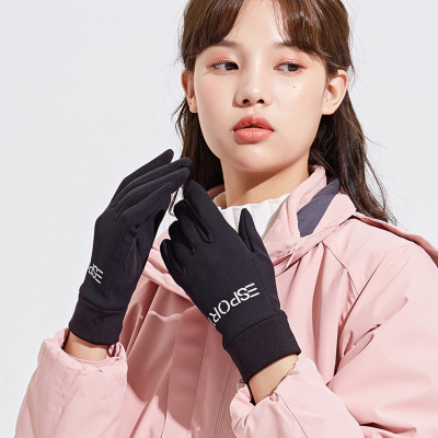 Women's Gloves Winter Fleece Lined Padded Warm Keeping Sport Climbing Outdoor Cycling Running Five Finger Writing Student Korean Fashion
