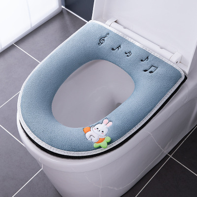 Factory Wholesale Toilet Seat Autumn and Winter Thick Embroidered Handle Zipper Waterproof Four Seasons Universal Toilet Mat