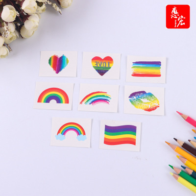 Gift Cartoon Children Adult Love Tattoo Sticker Disposable Tattoo Sticker Wholesale Waterproof Rainbow Tattoo Sticker Customized