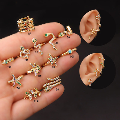 Colored and Shaped Ear Clip without Pierced Piercing Earrings European and American Fashion and Trendy Accessories