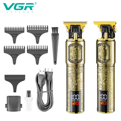 vgr073 hair clipper electric oil head engraving electric clipper lcd digital display metal electrical hair cutter professional hair clipper