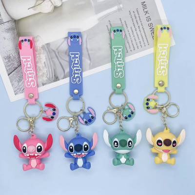 Creative Cartoon Stitch Keychain Cute Cartoon Couple Doll Pendant Female Cars and Bags Hanging Ornament Small Gift