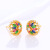 Gemstone Flower Stud Earrings European and American Fashion Retro Imitation Colored Gems Earrings Metal Alloy Earrings