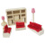 Baby Girl Play House Mini Simulation Children's Small Furniture Doll House Toy Bed Kitchen Sofa Model Set Pink