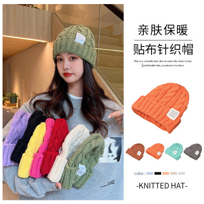 Korean Woolen Hat Children Knitted Hat Autumn and Winter Fashion All-Matching Big Head Purse Net Red Ins Trendy Face Small Sleeve Cap