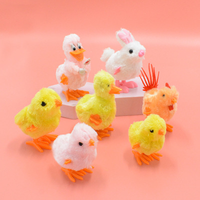 Wind-up Spring Chicken Plush Chicken Cute Baby Toys Children Hot Sale Nostalgic Puzzle Stall Toys Wholesale