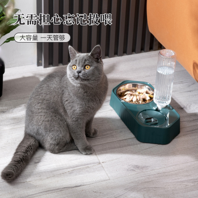 Pet Double Bowl New Dog Food Bowl Automatic Storage Water Bowl Cat Food Bowl Water Bowl One Dog Tableware Pet Supplies