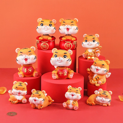 the Tiger Zodiac Tiger like a Tiger with Wings Car Decoration Shaking Head Cartoon Cake Baking Decoration Car Supplies