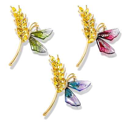 Violet Fashion Female Butterfly Ears of Wheat Brooch Niche Personality Pin Anti-Unwanted-Exposure Buckle Businese Suit Accessories Internet Celebrity Female