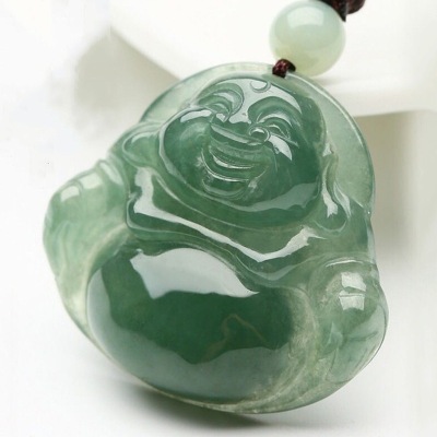 Myanmar Jade Ice-like Oil Green Maitreya Buddha Women's Jade Buddha Statue Male Jade Pendant Necklace