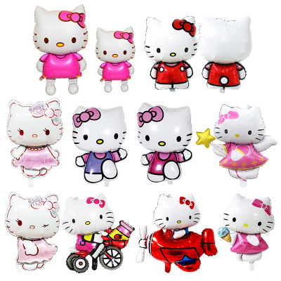 New Cute Hello Kitty Running Hello Kitty Aluminum Balloon Birthday Party Decoration Layout Supplies Wholesale