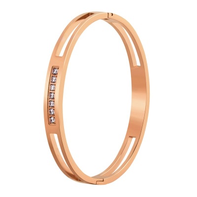 Rose Gold Bracelet Titanium Steel Ornament Stainless Steel Jewelry CNC Inlaid Fourteen Zircon Easy to Open and Close