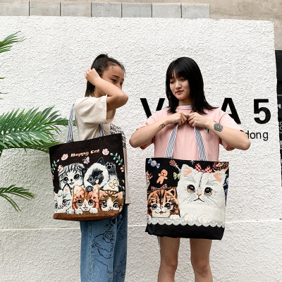 Singapore, Malaysia, and Tailand Style Shoulder Bag Ethnic Style Shopping Women Bag School Bag Trendy Women's Bags Aunt Bag Canvas Bag Embroidery