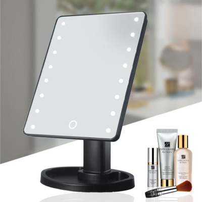 Touch Sensor Led Make-up Mirror with Light Dormitory Storage Makeup Mirror 22 Mirror Desktop 360 Rotating Vanity Mirror