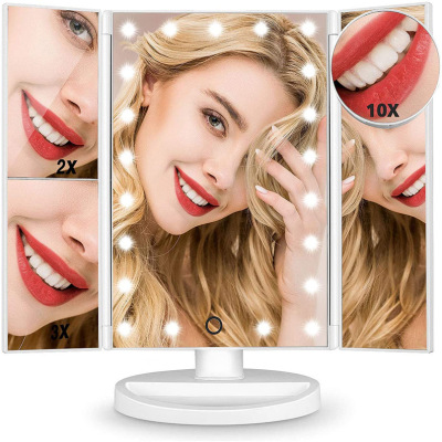 Hot Sale Led Makeup Mirror with Light Fill Light Three-Side Makeup Mirror Trifold Mirror Portable Travel Makeup Mirror