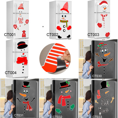 Cross-Border Christmas Snowman Expression Magnetic Refridgerator Magnets Holiday Decoration DIY Cartoon Garage Door Waterproof Wall Sticker