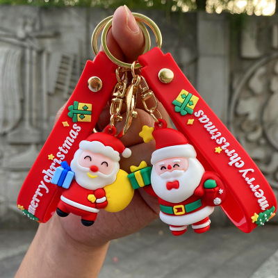 Cartoon Snowman Christmas Keychain Santa Claus Key Chain Automobile Hanging Ornament Schoolbag Hanging Ornaments Small Gift Wholesale