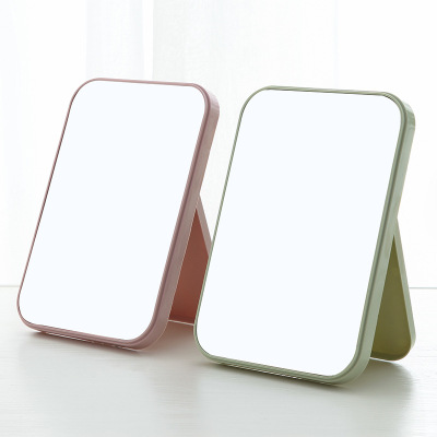 Factory Direct Sales HD One-Sided Makeup Mirror Desktop Plastic Colorful Dressing Mirror Foldable and Portable Square Princess Mirror