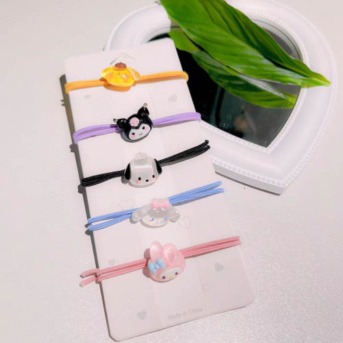 2022 sanrio rubber band ins cartoon small intestine hair rope summer transparent yugui dog coolomi sweet hair accessories female