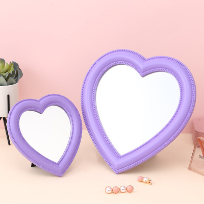 Ins Online Sensation Heart Makeup Mirror Small Heart-Shaped Desktop Wall Hanging Decorative Mirror Girl Heart Student Dormitory Mirror