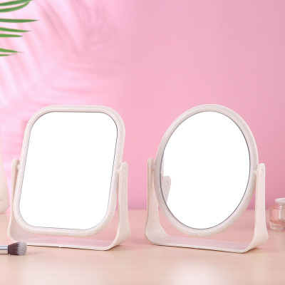 Makeup Mirror Double-Sided Rotating Vanity Mirror Desktop round Mirror Simple Folding Makeup Portable Dormitory Desktop Princess Mirror