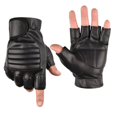 Car Knight Pu Half Finger Gloves Men's Waterproof Fishing Non-Slip Foreign Trade Custom Performance Tactical Shockproof Non-Slip Multi-Purpose