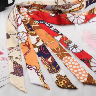 Silk Scarf Wholesale Small Silk Scarf Arm Bag Silk Scarf Long Silk Scarf Thin Narrow Silk Scarf Hair Band Ribbon Gift Box Hand Gift Band