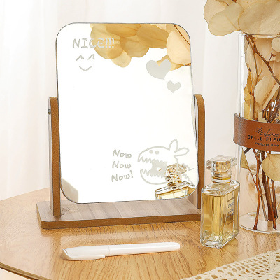 Desktop Makeup Mirror Female Dormitory Desktop Portable Large Student Mirror HD Rotatable Folding Vanity Mirror Mirror