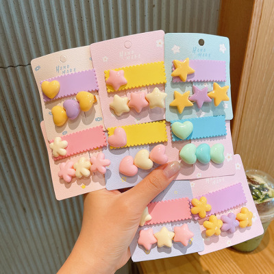 Summer Side Hairpin Female Baby Barrettes Cute Small Clip Headwear Adult and Children Bangs Color Cream Glue Clip