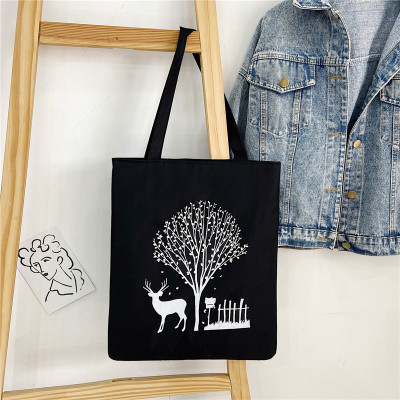 2022 New Canvas Bag Printed Fashion Women's Bag Korean Style Artistic Fresh Woven Handbag Student Mori Style Shoulder Bag