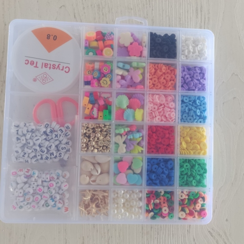 24 grid diy soft pottery set， rice beads and letter beads set， ceramic beads foreign trade hot products