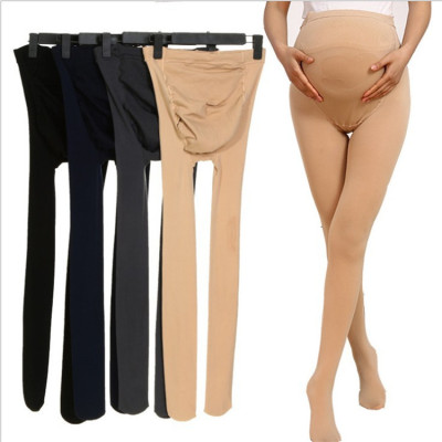 Spring and Autumn Women's Medium Thick Silk Stockings Maternity Belly Support Pants Adjustable Buckle 120d Velvet Bottoming Pantyhose Factory Wholesale