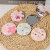 Cute Ins Portable Small Mirror Pu Makeup Mirror Portable Dormitory Cosmetic Mirror with Handle Dressing Mirror Portable Mirror