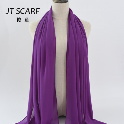 Spot 2022 New Solid Color Scarf Closed Toe Scarf Pearl Chiffon Bubble Scarf Chiffon Bead Scarf Wholesale